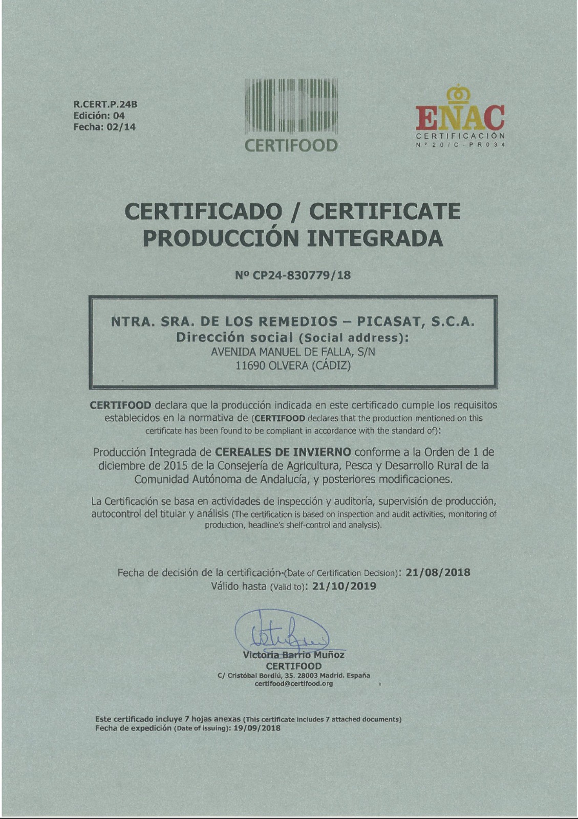 Ottenimento della certificazione API Winter Cereals